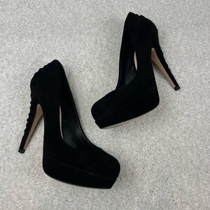 Miu Miu Black Suede Platform Heels